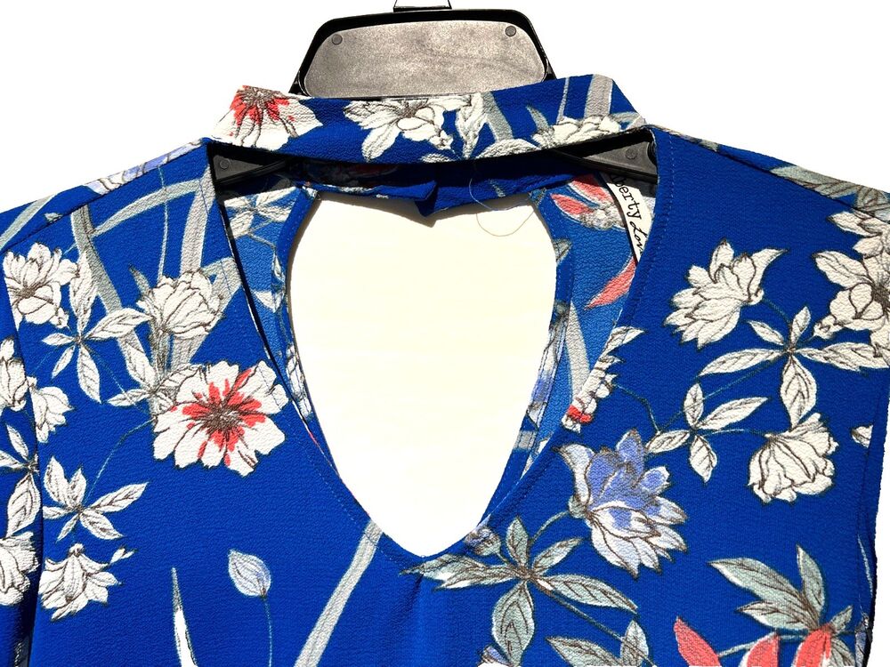 Liberty Love Blue floral print blouse flutter sleeves boho summer spring Size XL - Picture 5 of 7